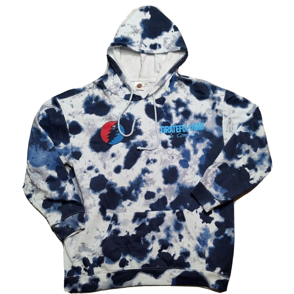 Grateful Dead Woman Medium Tie Dye Blue IN CONCERT Graphic Hoodie Sweatshirt NEW
